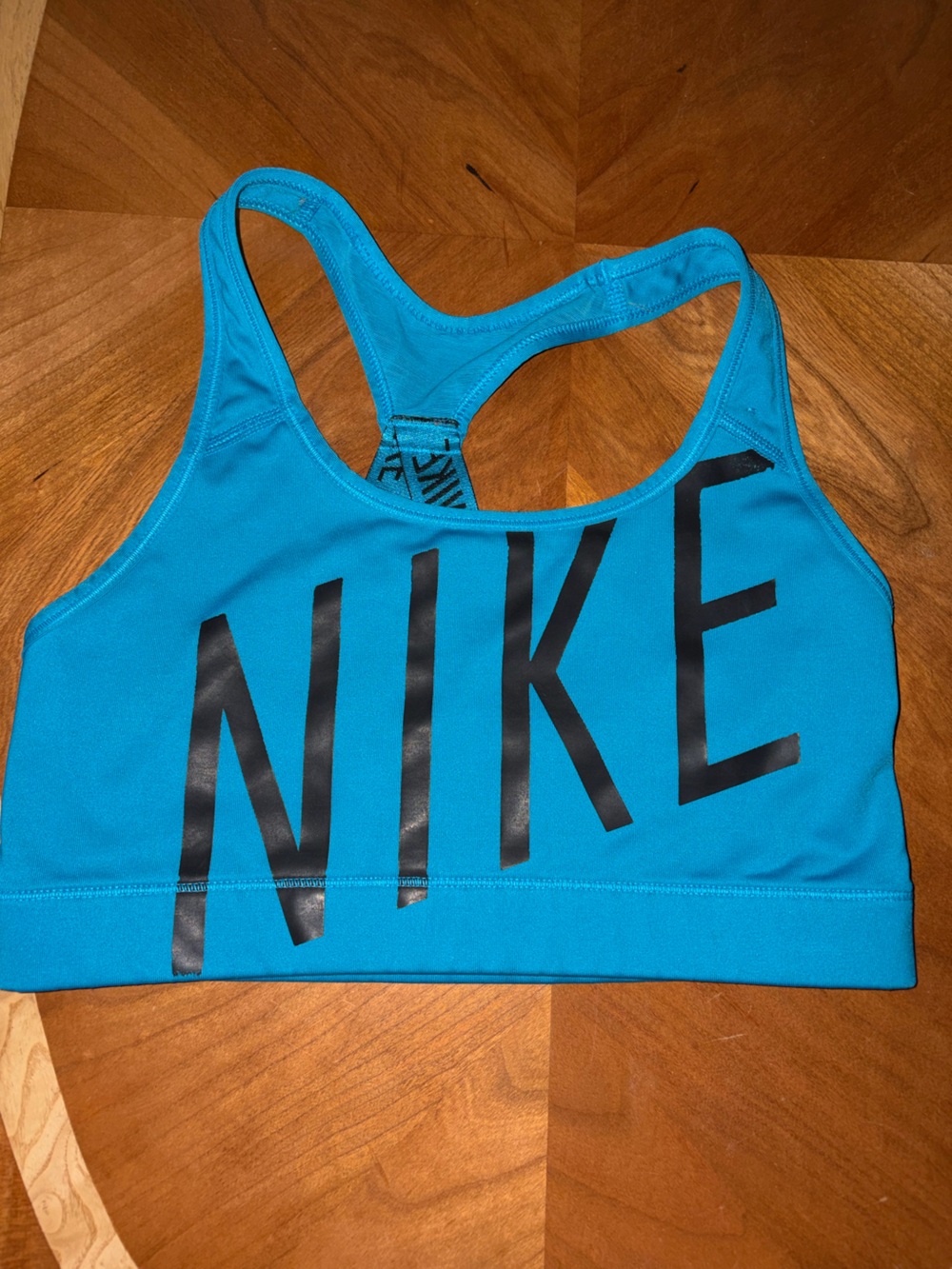 Nike Women’s Bright Turquoise Racerback Bikini Top with Black Logo